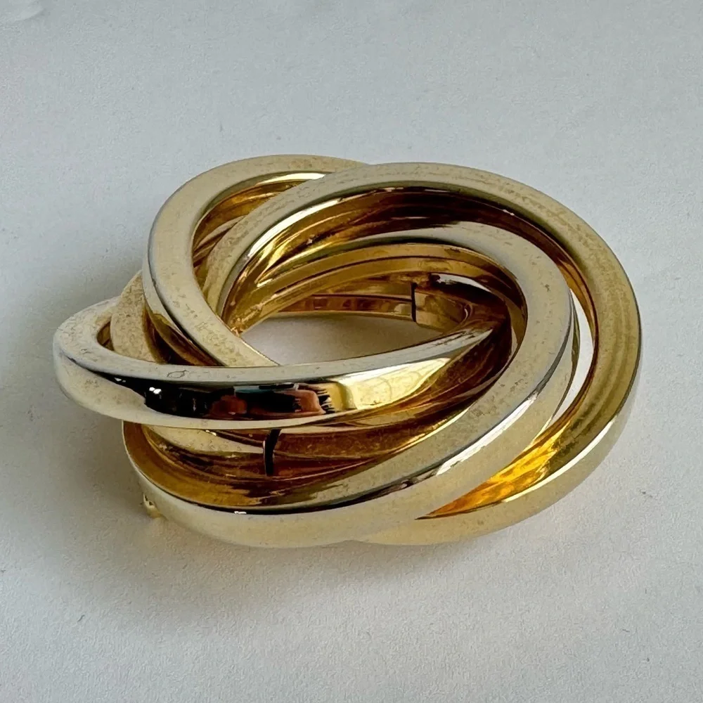 Vintage Gold Tone Concentric Circles Brooch Wreath Statement Large‎ Cocktail Pin